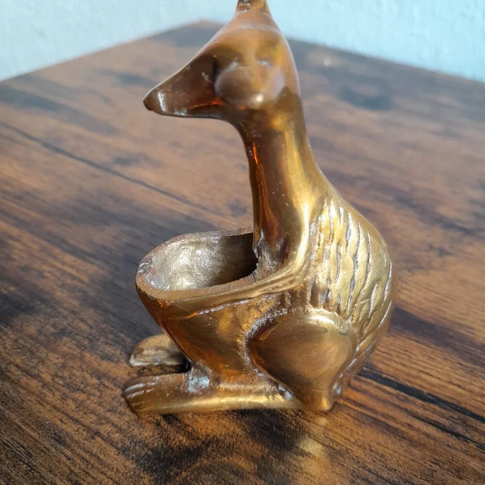 Vintage Brass Kangaroo 3" Incense Burner Miniature with Pouch Pocket Figurine - Picture 3 of 11